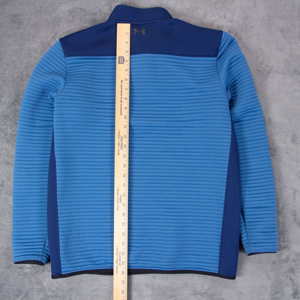 Under Armour Mens M ColdGear Golf 1/4 Zip‎ Pullover Blue Textured Ribbed - Picture 9 of 11